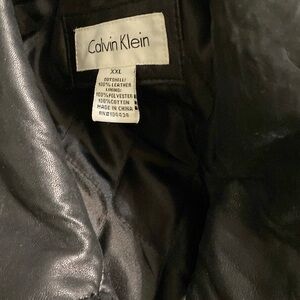 Vintage Calvin Klein Men's Leather Jacket Black Size XXL